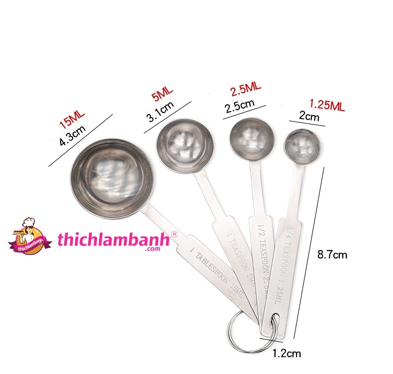 Bộ đo lường 4 muỗng inox tsp/ml