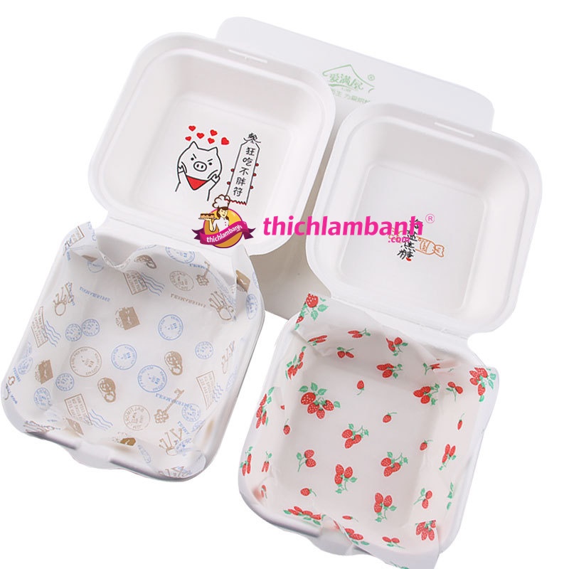 Giấy lót hộp bã mía Bento 18x18cm