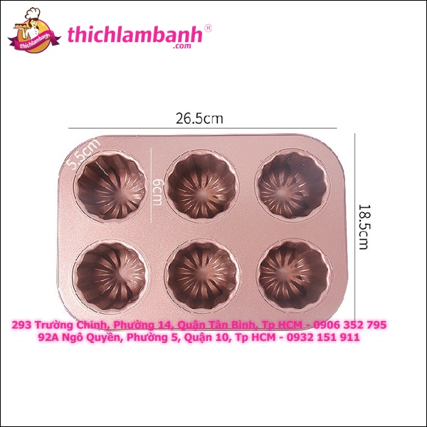 Khuôn bánh Canele 6 ô