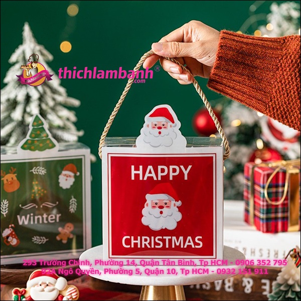 Hộp PET Vuông giáng sinh (Ông già noel)