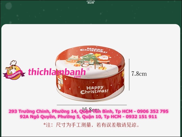 Hộp tròn thiếc Giáng sinh Ông già noen