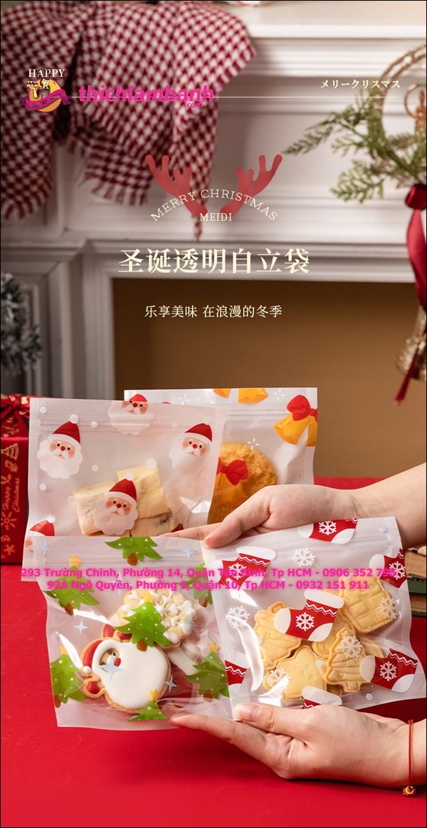 Túi zip Giáng sinh - noel 13.4cm 5 cái