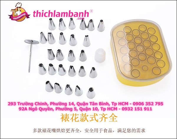 Bộ 27 đuôi + 1 chốt túi bắt kem + dù