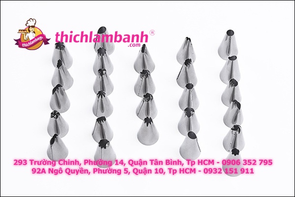Bộ 27 đuôi + 1 chốt túi bắt kem + dù