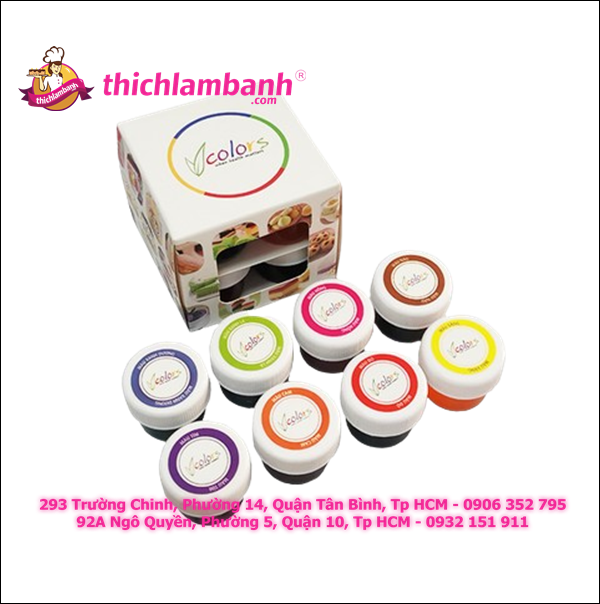 Bộ 8 màu thực phẩm V color dạng gel