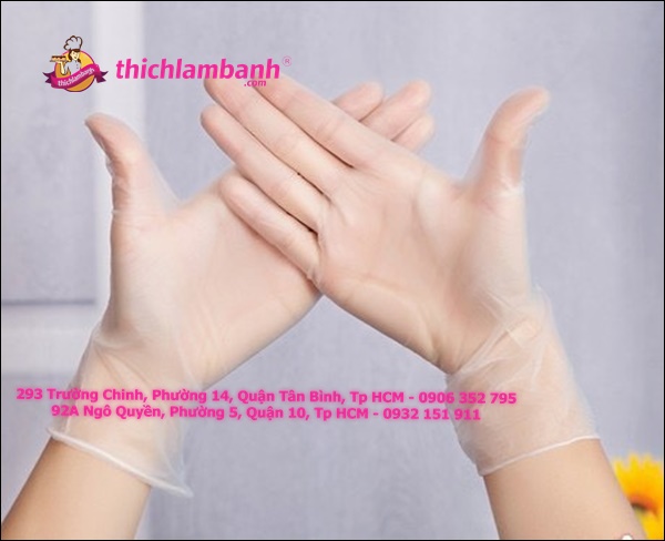 Hộp 20 bao tay PVC / silicon nhào bột nhiều kích thước