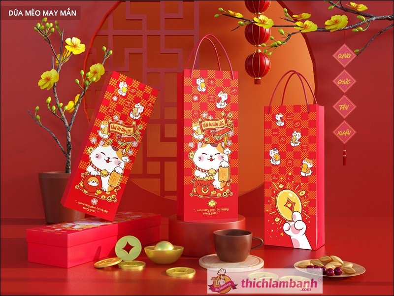 Hộp bánh dứa Mèo May Mắn