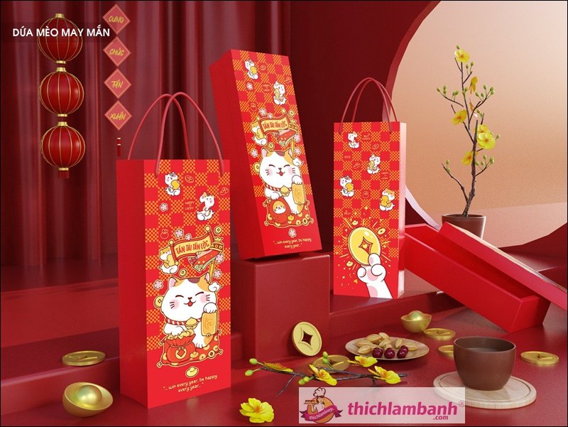 Hộp bánh dứa Mèo May Mắn