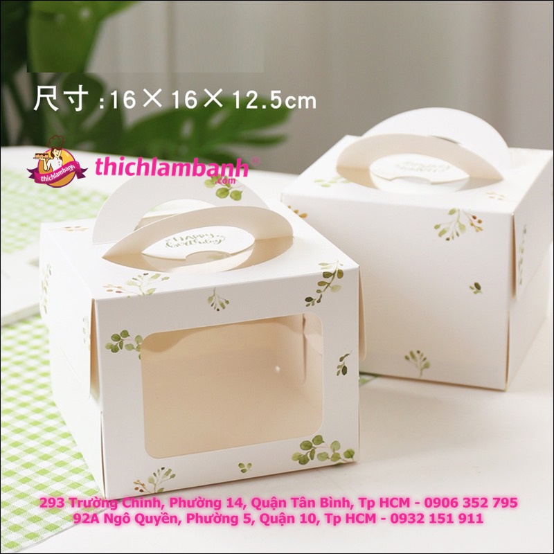 Hộp bánh kem 16cm kèm đế