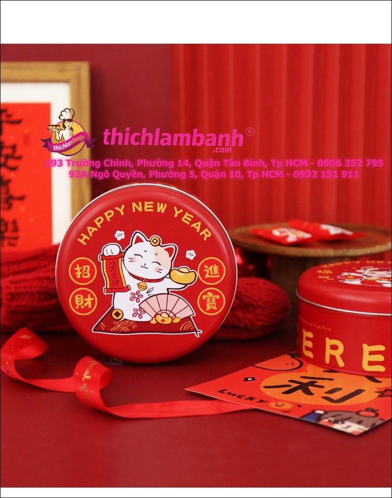 Hộp thiếc Tết Mèo thần tài