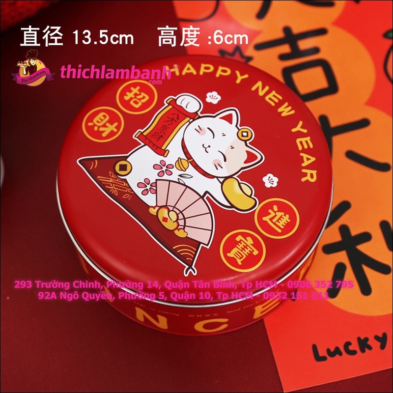 Hộp thiếc Tết Mèo thần tài