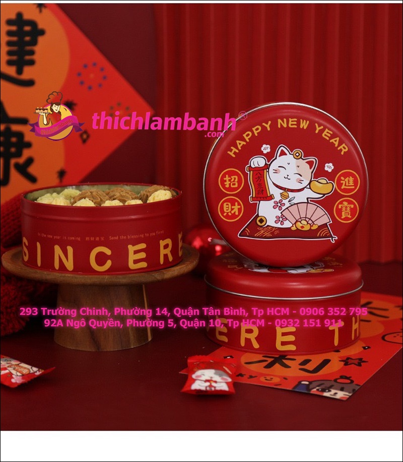 Hộp thiếc Tết Mèo thần tài