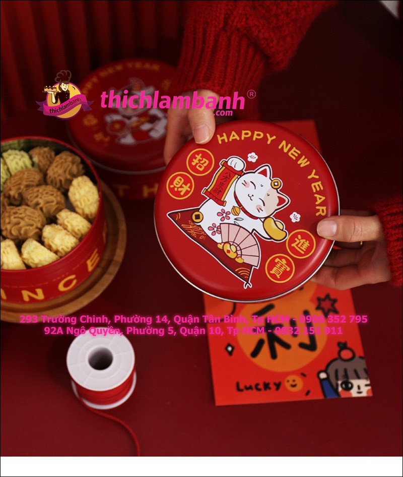 Hộp thiếc Tết Mèo thần tài