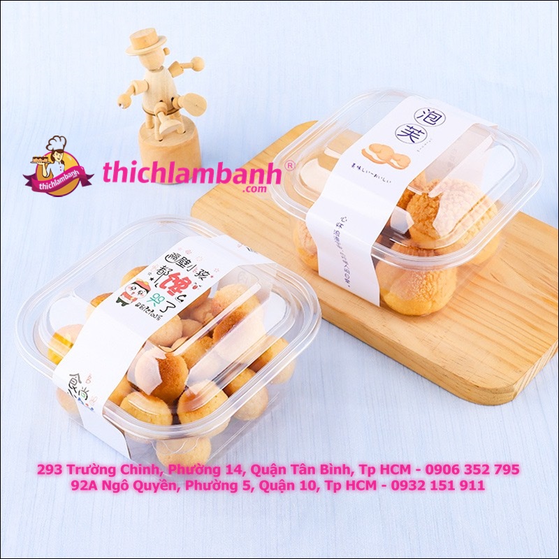 Hộp Nhựa Vuông Trong Đựng Bánh W110