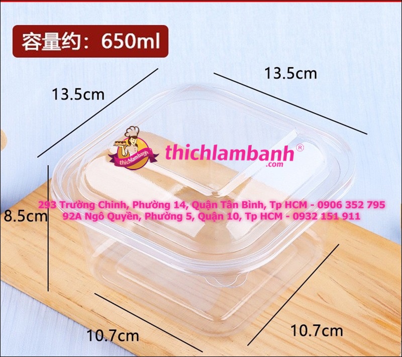 Hộp Nhựa Vuông Trong Đựng Bánh W110