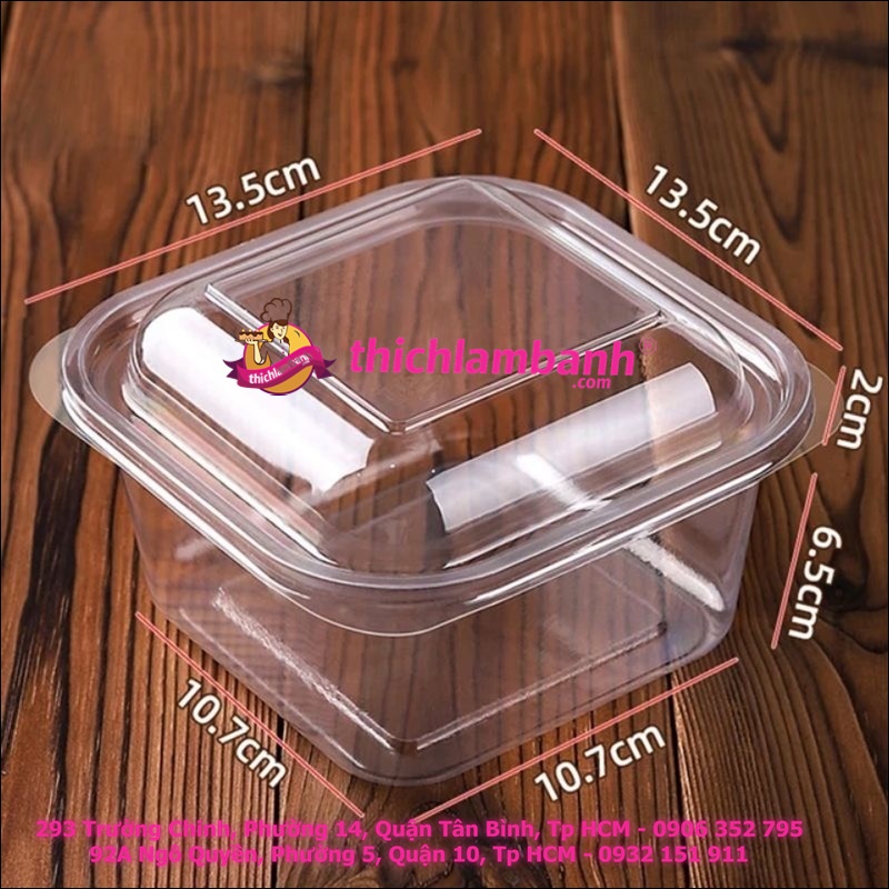 Hộp Nhựa Vuông Trong Đựng Bánh W110
