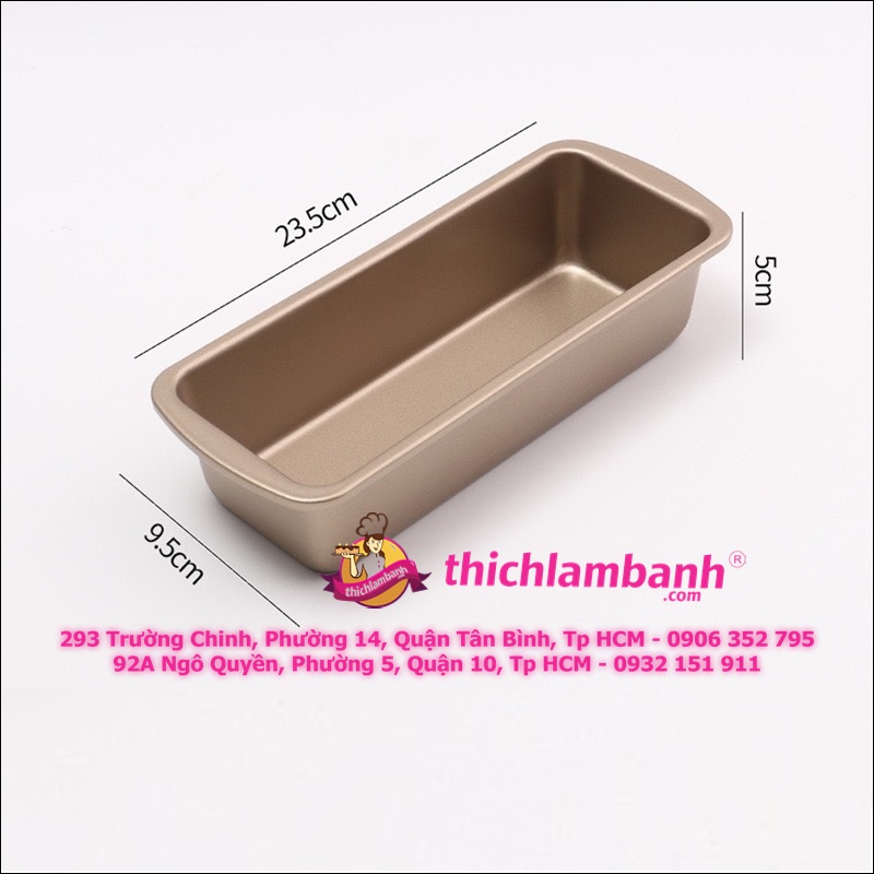 Khuôn loaf chữ nhật dầy Vàng 23.6