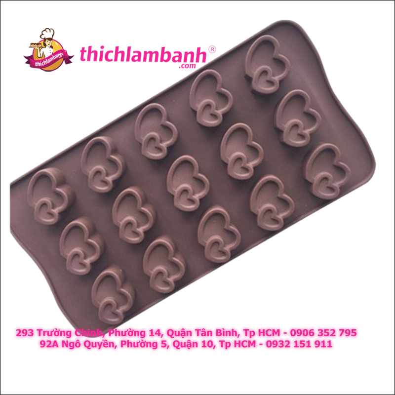 Khuôn silicon 15 tim cặp