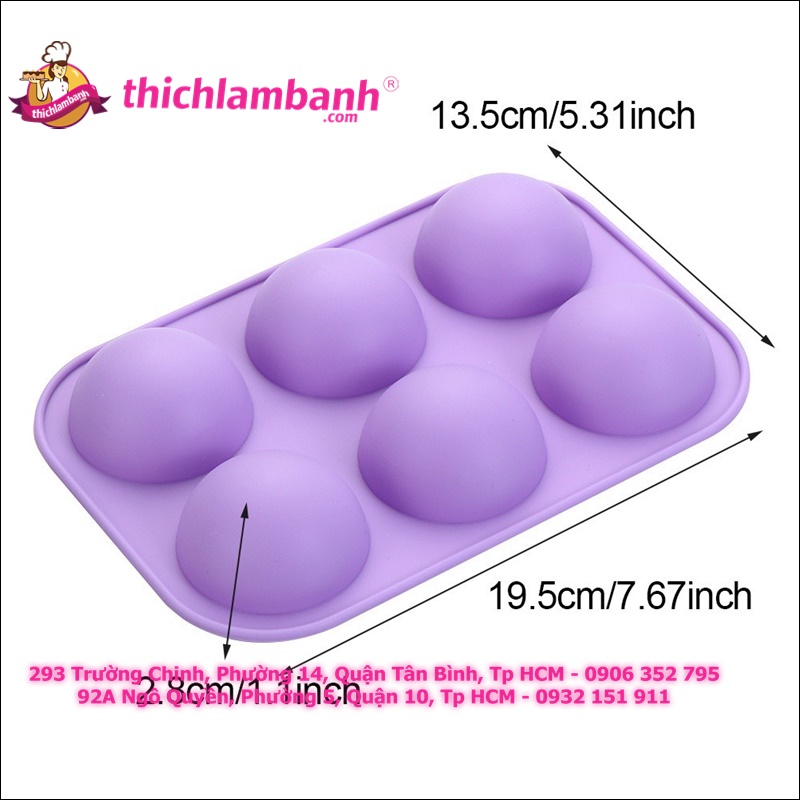 Khuôn silicon 6 bán nguyệt nhỏ