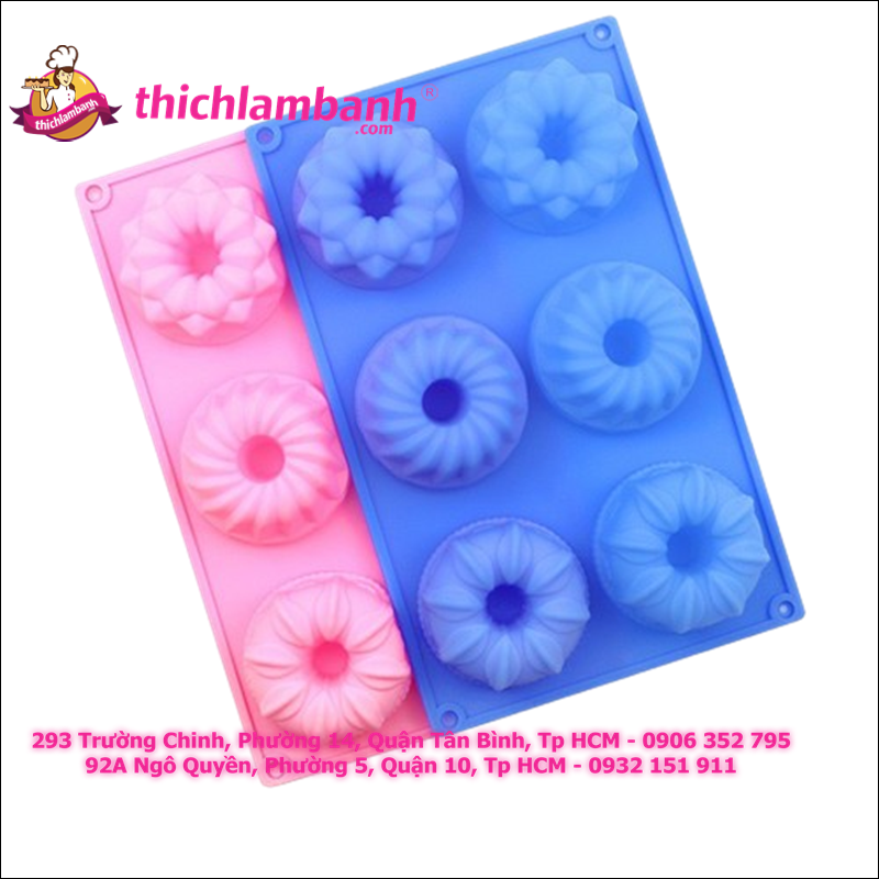 Khuôn silicon 6 donut 3 kiểu