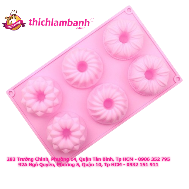 Khuôn silicon 6 donut 3 kiểu