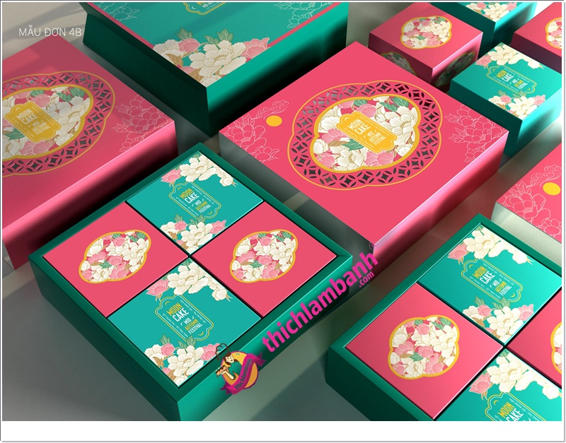 Hộp Đựng Bánh Trung Thu Mẫu Đơn 4B