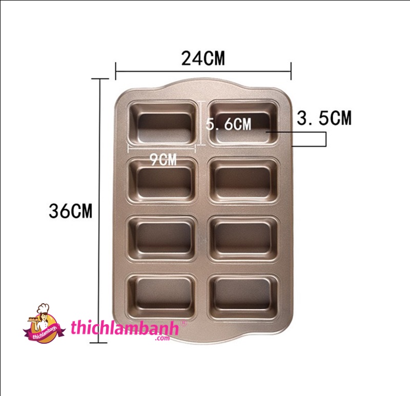 Khuôn bánh 8 ô chữ nhật chống dính