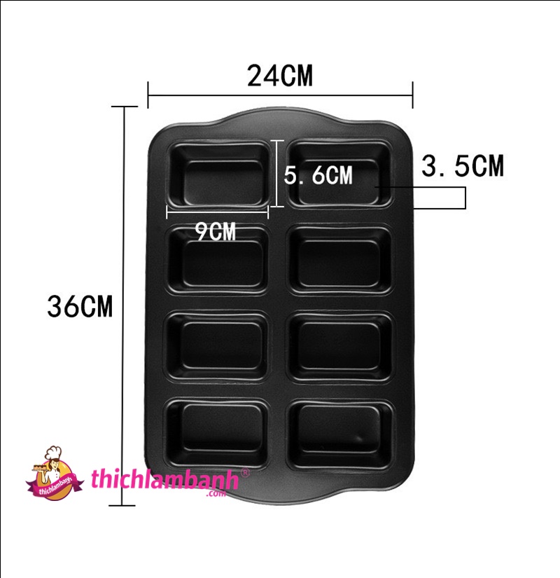 Khuôn bánh 8 ô chữ nhật chống dính