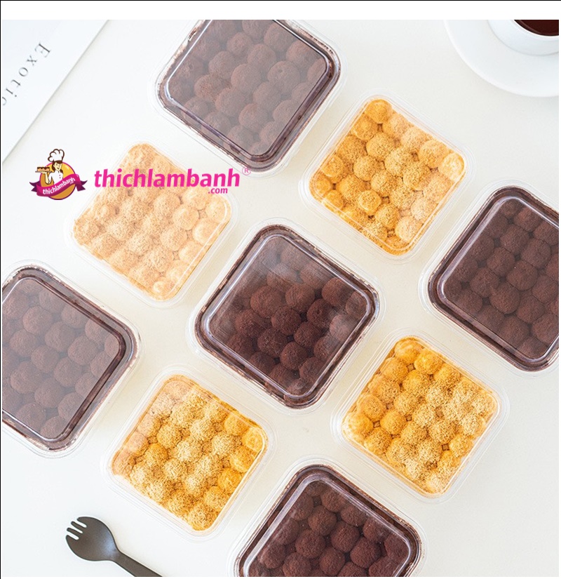 10 Hộp vuông nhựa JLH10-6 400ml đựng bánh tiramisu, bánh mouse olong nhãn lài