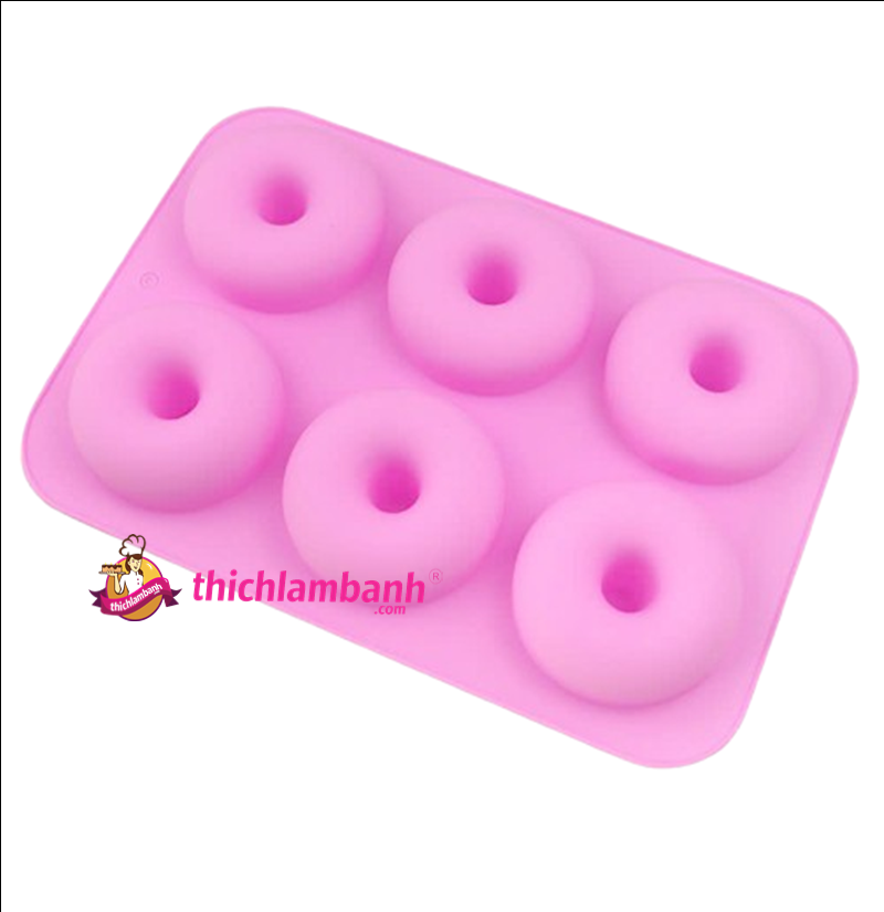 Khuôn silicon 6 donut hoạ tiết
