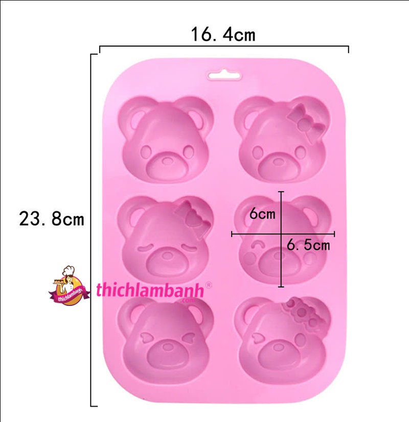 Khuôn silicon 6 gấu cute