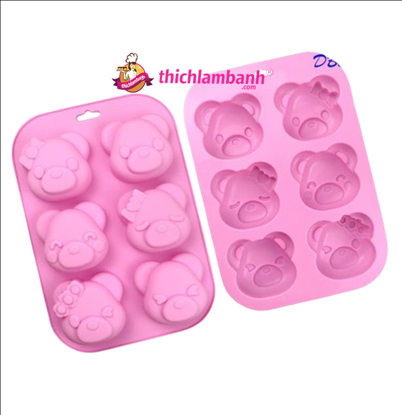Khuôn silicon 6 gấu cute