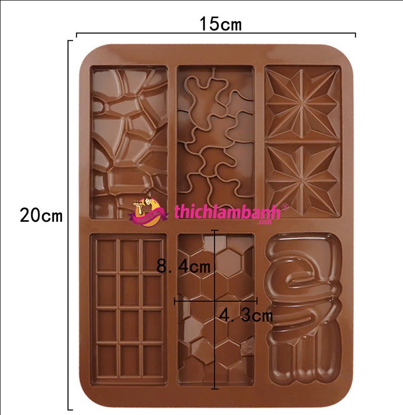 Khuôn silicon 6 mảnh socola