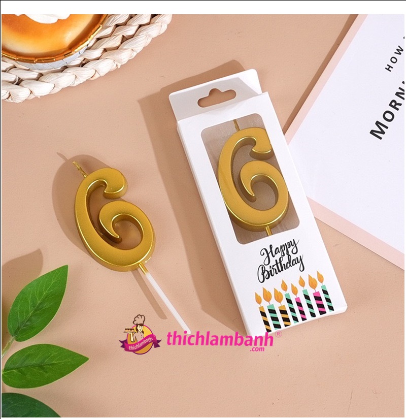 Nến số nhũ vàng sinh nhật