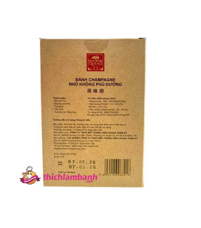 Bánh sâm banh / lady fingers Toàn Ký không phú đường 210g