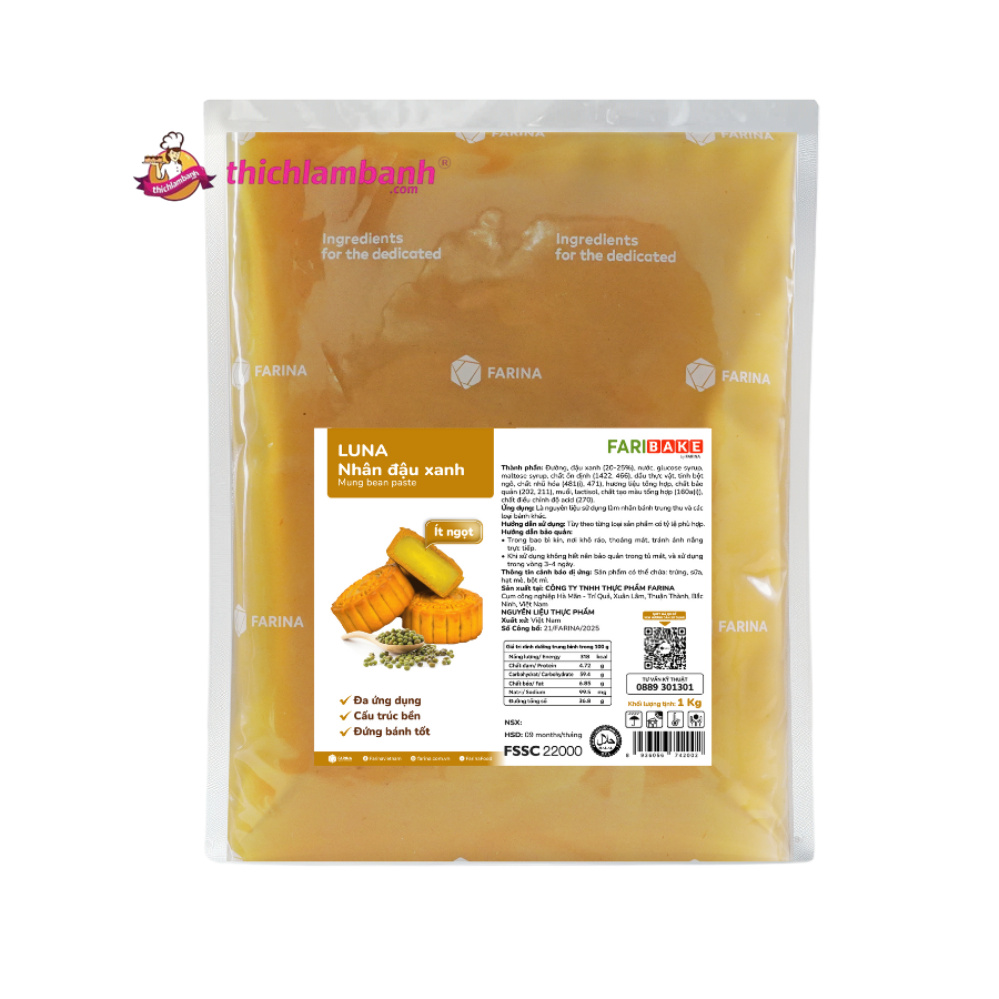 Farina Luna nhân sên Đậu Xanh 1Kg