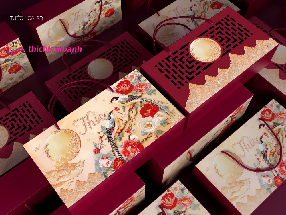 Hộp Đựng Bánh Trung Thu Tước Hoa 2B