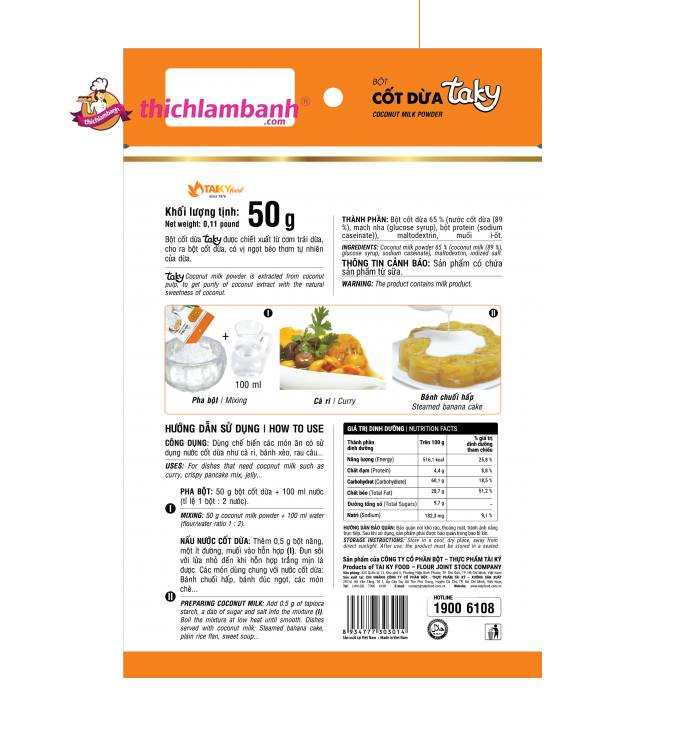 Bột cốt dừa Tài Ký 50g