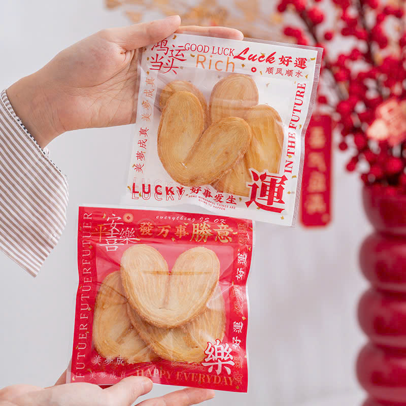 10 Túi zip vuông Lucky đỏ trắng
