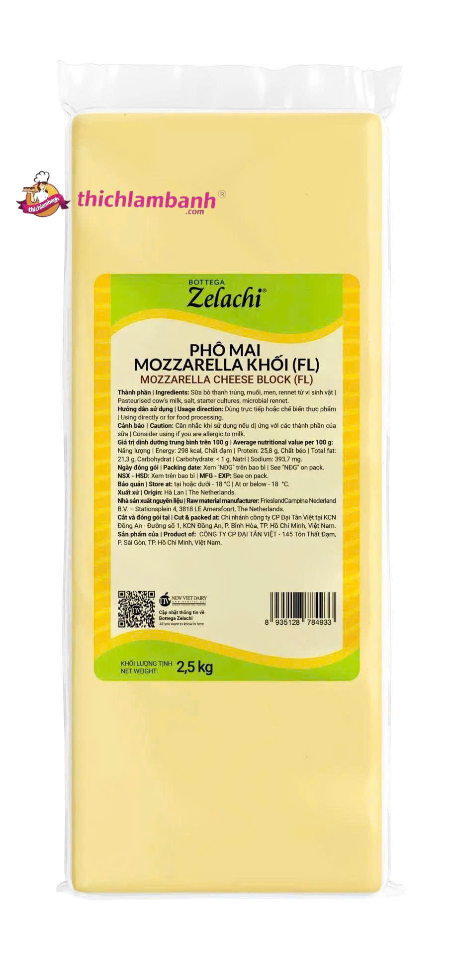 Phô Mai Mozzarella Khối Zelachi