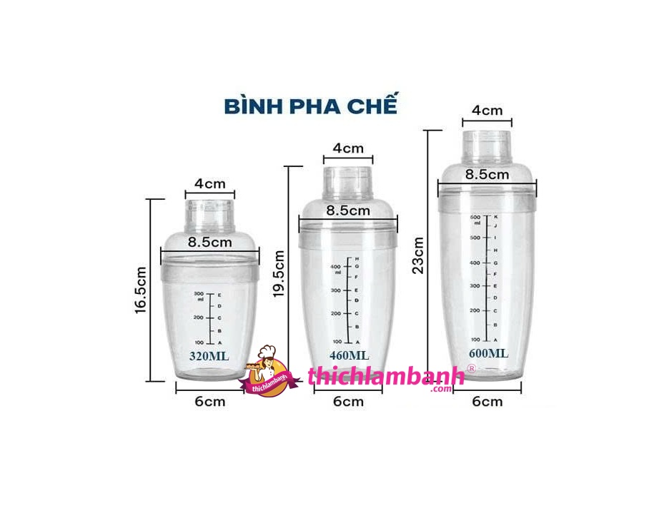 Bình lắc Shaker pha chế nhựa chia vạch đen Việt Nhật