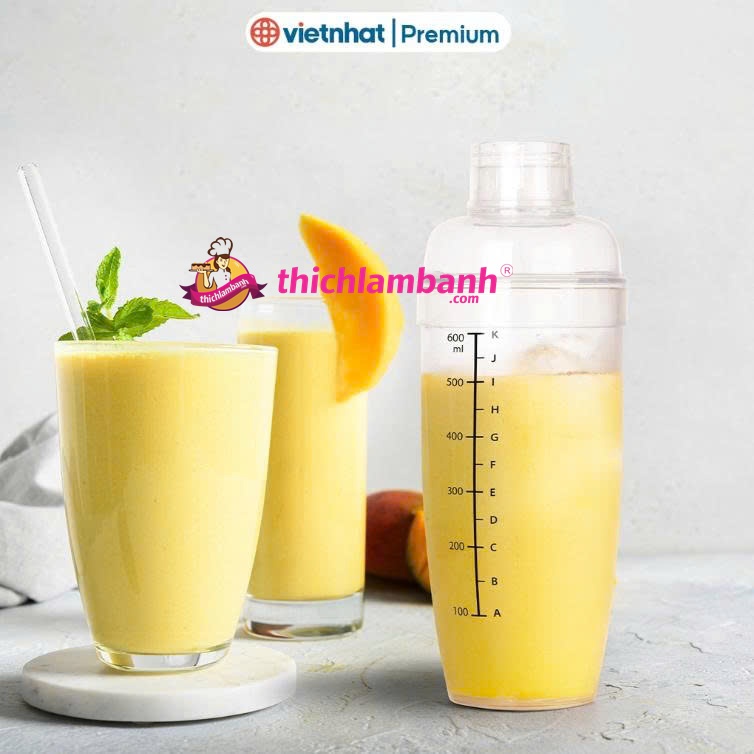 Bình lắc Shaker pha chế nhựa chia vạch đen Việt Nhật